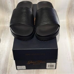 Good Man Brand Black Leather Men's Slides